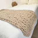 Chunky Knit Blanket Throw 40"×40", Chenille Throw Blankets, Handmade Warm & Cozy Blanket Couch Bed Home Decor, Soft Breathable Fleece Banket, Christmas for Couch Bed Sofa Best Gift (Tan) by CozyNest Decor