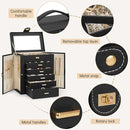 AKOZLIN 6-Tier Jewelry Box Organizer Functional 5 Drawers Leather Jewelry Storage Case for Women Girls Ring Necklace Earring Bracelet Holder Organizer with Mirror Black by TinyTreasures Baby Boutique