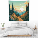 HZOHNAGO Mountain Tapestry Forest Mountain Sunrise Road Pattern Printed Wall Tapestry Wall Hanging for Bedroom Living Room Dorm 60" W x 60" H by CozyNest Decor