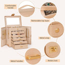 AKOZLIN 6-Tier Jewelry Box Organizer Functional 5 Drawers Leather Jewelry Storage Case for Women Girls Ring Necklace Earring Bracelet Holder Organizer with Mirror Champagne by TinyTreasures Baby Boutique