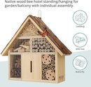 Small Insect Hotel with Bark Roof - Untreated Natural Wood Insect House for Bees, Ladybugs, Lacewings & Butterflies - Nesting Aid for Hanging, Bee Hotel by GreenHaven Gardens