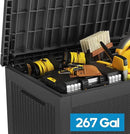 267 Gallon Deck Box Large Outdoor Storage for Patio Furniture,Outdoor Cushions,Garden Tools and Pool Supplies,Waterproof,Resin,Lockable(Black Rattan) by CozyNest Decor