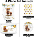 Custom Nursery Crib Bedding Set: Personalized Name 4 Piece Yellow Highland Cattle Design Baby Crib Sets for Girls - Toddler Double Layer Blanket Set, Comfortable Crib Bed Sheets for Baby Toddlers by TinyTreasures Baby Boutique