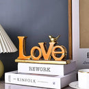 Love Sign Decoration - Orange & Gold Signs for Home Decor, Personalized Love Decor with Gold Bird Sculpture (2 Pcs) by CozyNest Decor