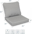LVTXIII Outdoor Seat and Back Cushion Patio Deep Seat Cushion Set Seasonal Chair Cushion for Wicker Chairs and Garden Furniture Decoration, 24"x24"x4", Strip Grey by GreenHaven Gardens