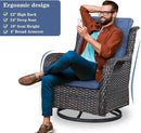 Outdoor Patio Furniture Set - 7 Piece Brown Wicker Conversation Patio Furniture Set All Weather Swivel Chairs with Ottoman and Loveseat Glider Chair for Deck Balcony Backyard by GreenHaven Gardens