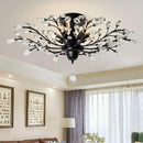 Ganeed Crystal Ceiling Light,Vintage Chandelier, Modern Elegant K9 Crystal Glass Chandelier Flush Mount Ceiling Lighting Fixture for Living Room Bedroom Restaurant Porch- Matte Black - 5 Lights by CozyNest Decor