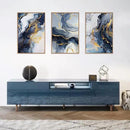 Celestdeco Blue Abstract Framed Canvas Wall Art Set, Blue Golden Aesthetic Wall Decor, Navy Blue Gold Wall Painting, Neutral Modern Art Print for Living Room, Bedroom, Dining Room, Office 24"x36"x3 by CozyNest Decor