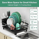 MOUKABAL Dish Drying Rack, Dish Rack, Stainless Steel Dish Racks for Kitchen Counter, Dish Drainer with Removable Utensil Holder, Drainboard (Black) by CozyNest Decor