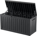 80GAL Black Outdoor Deck Box with Lockable Lid – Waterproof, SGS - Certified UV Resistance, Spacious Storage for Patio Cushions, Pool Accessories & Gardening Supplies, Easy Assembly by GreenHaven Gardens
