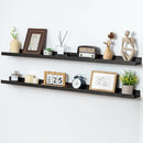 Picture Ledge Shelf for Wall, 48 inch Solid Pine Wood Nursery Book Shelves 2 Packs, Floating Ledge Shelves for Kids' Room Bedroom Bathroom Living Room Photo Frames Office Nursey Wall Decor, Black by TinyTreasures Baby Boutique