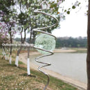 FONMY Gazing Ball Stainless Steel Spiral Tail-Decorative Wind Spinner with Glow Glass Ball, with Hanging Swivel Hook, Indoor Outdoor Decoration Silver Glow -13 inch Height by GreenHaven Gardens