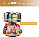 Snack Organizer - Versatile Snack Storage 2 Tier Lazy Susan with Convenient Grab-and-Go Design, Metal Snack Holder for Home, Office, Breakroom, 11.85" L x 11.85" W x 13.3" H (Matte Black) by CozyNest Decor
