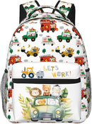 Funny Cars Kids Backpack For School Cute Animal Bear Lion Car Travel Backpack Cartoon Ambulance Digger Fire Engine Waterproof Backpack For Kids Boys Girls For School Travel Hiking by TinyTreasures Baby Boutique