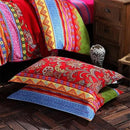 ABREEZE Bohemian Duvet Cover Set Colorful Red Boho Retro Bedding Set Damask Paisley Cotton Duvet Cover Tribal Reversible Bedding Exotic Style Comforter Cover 3-Piece Full by CozyNest Decor