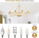 Modern Elegant 10 Lights K9 Crystal Glass Chandelier Golden Pendant Ceiling Lighting European Style for Dining Living Room Bedroom Transparent, 10 E12 Bulbs Required by CozyNest Decor
