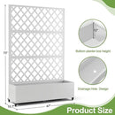 Metal Planter Trellis Box with Wheels & Drain Plug Outdoor Raised Garden Bed Patio Privacy Screen with Planter for Climbing Plants, Vegetables 73"x47"x16" White-Diamond by GreenHaven Gardens