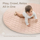 Comfy Cubs Round Kids Play Mat - Medium 48 inches Soft Quilted Baby Floor Mat with Non-Slip Bottom - Plush Design for Toddlers' Playtime and Relaxation - Comfortable and Durable - Blush by TinyTreasures Baby Boutique