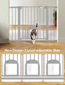 Babelio 36" Tall Upgraded Baby Gate with Cat Door,29-43" Auto Close Durable Dog Gate for Stairs,Doorways and House,Easy Walk Thru,Includes 4 Wall Cups,Gray by TinyTreasures Baby Boutique