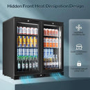 Tylza Back Bar Cooler With 2 Glass Doors, 7.2 Cu.Ft Under Counter Back Bar Refrigerator with LED Lighting, Safety Locks, Counter Height Bar Beverage Cooler for Beer, Soda Drinks, Wine, Black by CozyNest Decor