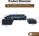 118" 6-Seater Cloud Sofa,Modular Sectional Couch with Ottoman,Modern Deep Seat Upholstered Couches with Plush Corduroy Fabric for Living Room Furniture,Bedroom and Apartment,No Assembly Required,Blue by CozyNest Decor