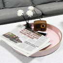 13" Pink Serving Tray with Handles,Round Decorative Tray for Coffee Table, Plastic Modern Coffee Table Tray for Ottoman, Living Room, Bathroom, Décor. by CozyNest Decor
