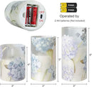 Hydrangea Flameless Candles Flickering, Spring LED Battery Operated Candles with Remote Timer, Glass and Real Wax Pillar Candles for Garden Home Decor(Set of 3, D3 xH4 5" 6") by GreenHaven Gardens