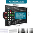 4 Pack Heavy Duty Steel Pegboard Garage Organization Panels,Universal 1/8 and 1/4 Pegboard Accessories,Suitable for Tool Storage,Garage Storage etc. (Black, 16X10.5)