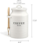 Barnyard Designs Coffee Canister for Kitchen Counter, Decorative Ceramic Coffee Container, Rustic Farmhouse Canister Jar, White (Coffee) by CozyNest Decor
