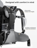 besrey Baby Backpack Carrier, Toddler Hiking Backpack with Safety 3-Height Seat, Adjustable Straps&Waist Belt, Foldable Frame Lightweight Large Capacity Child Carrier for Hiking (Black/Grey) by TinyTreasures Baby Boutique