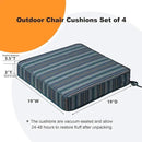 Sunbrella Square Corner Seat Cushions, 19" x 19" x 3", Set of 4, Indoor Outdoor Water Repellent Universal Chair Pads with Ties for Patio Furniture, Garden Dining Chairs, Troupe Dock by GreenHaven Gardens