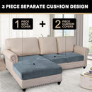 PrinceDeco Sectional Couch Covers 3 Pieces Velvet Sofa Covers L Shape Soft Couch Covers for Sectional Sofa Corner Sofa Cover Couch Cover for Dogs Washable (2 Seater + 1 Chaise,Stone Blue) by CozyNest Decor