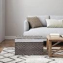 Wicker Storage Basket with Lid, 42.3 Gallon (160L) Large Blanket Basket with Lid, Woven Storage Bin with Handles, Removable Liner, Metal Frame, Foldable, for Bedroom, Laundry Room, Grey by CozyNest Decor