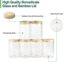 Urban Green Glass Jars with Bamboo Lids, Glass Airtight Canisters sets, Food Storage Container, Pantry Organization and Storage Jars, Kitchen Canisters Sets, Flour Containers of 6 by CozyNest Decor