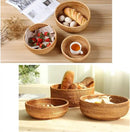 3 Pack Hadewoven Round Rattan Fruit Basket Wicker Food Tray Weaving Storage Holder Dinning Room Bowl, 10 Inch Small Wicker Basket Serving Tray Woven Basket for Bread,Snack,Brown(3-Size Kit) by CozyNest Decor