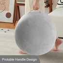 MeMoreCool Round Stuffed Pouf Ottoman Foot Rest, Floor Pouf Foot Stool with Soft Foam Chunk Filling, Small Round Ottoman Footstool Circle Footrest for Living Room, Light Grey by CozyNest Decor