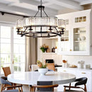 Farmhouse Crytal Chandeliers Dining Room Pendant Light Fixture Black Chandelier with K9 Crystal for Living Room Dining Room Foyer High Ceiling by CozyNest Decor