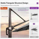 PURPLE LEAF 10FT Cantilever Patio Umbrella with 360-degree Rotation Aluminum Round Outdoor Offset Handing Umbrella for Patio Pool, Deep Grey by GreenHaven Gardens