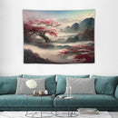 Houselerax Japanese Tapestry, Red Plum Cherry Blossom Mountain Tapestries, Asian Japanese Wall Decor, Nature Landscape Tapestries for Bedroom Living Room Decor 40"x30" by CozyNest Decor