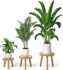 3-Pack Wood Plant Stands Indoor, Single Plant Stand for 6-12 Inch Pots, Mid-Century Modern Plant Stool, Tall Plant Stand for Large Plants for Living Room, Balcony, Office (Light Brown by GreenHaven Gardens