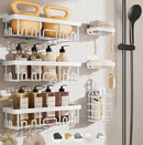 Veken 6-Pack Rustproof Waterproof Shower Caddy, Adhesive Shelves Rack with Soap Holder, Large Bathroom & Washroom Organizer, No Drilling Wall-Mounted Kitchen & Home Decor, Ideal for Bathtub Storage