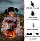 Haunted Hill Farm Lunging Pumpkin Carver Zombie Girl by Tekky, Motion-Activated Talking Halloween Animatronic for Indoor or Covered Outdoor Creepy Halloween Decorations, Plug-in or Battery Operated by CozyNest Decor