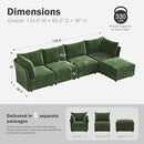 134.6" Luxury Modular Sectional Convertible Sofa with Storage Ottoman, L-Shape 5-Seat Oversized Comfy Couch Deep Seat with Reversible Chaise - Chenille Green by CozyNest Decor