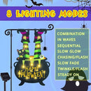 Halloween Lighted Garden Flag for Outside, Witch Feet Shape Flag Yard Decor, 8 Modes 12x18 Double Sided Cauldron Eyeball Black Cat Outdoor Hlloween Decorations for Home Porch（Warm White-12x18） by CozyNest Decor