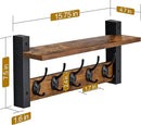 Sorbus Coat Hooks Wall Mount with Shelf – 16 Inch Coat Rack Wall Mount with 5 Heavy Duty Hooks – Floating Wall Shelf with Hooks for Entryway, Bathroom, Bedroom, Kitchen, or Mudroom (Rustic Brown) by CozyNest Decor