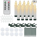 DRomance Christmas Tree Flameless Taper Candle Lights Battery Operated with 10-Key Remote and Timer, 10 Pack Plastic Flickering LED Taper Candles Multi-Using Home Garden Holiday Decor 3.4" by GreenHaven Gardens