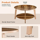 Sweetcrispy Round Coffee Table, 36'' Wood Coffee Tables for Living Room with Storage, 2-Tier Center Circle Counter with Wooded Desktop, 50 lbs Capacity, Anti-Slip Feet, Modern Farmhouse Design, Brown by CozyNest Decor