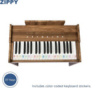 ZIPPY Kids Piano Keyboard, 37 Keys Digital Piano for Kids, Touch Sensitive Control Panel, Built-in Songs, Volume Adjustable, Music Educational Instrument, Wood Piano for 3+ Girls and Boys(Walnut Plus) by TinyTreasures Baby Boutique