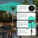 9FT Solar Umbrella 32 LED Lighted Patio Umbrella Table Market Umbrella w/Tilt and Crank, UV-Resistant Outdoor Umbrella for Pool, Garden, Deck, Turquoise Blue by GreenHaven Gardens
