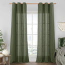 LAMIT Olive Green Linen Curtains 84 inch Length, Soft Linen Textured Light Filtering Semi Sheer Panels with Bronze Grommet for Bedroom/Living Room, 2 Panels, 34 x 84 Inch by CozyNest Decor